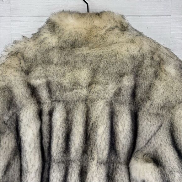 Vtg Gallery Faux Fur Coat Jacket Women L Gray Eskimo Y2K Lined Soft Old Money - Picture 8 of 15